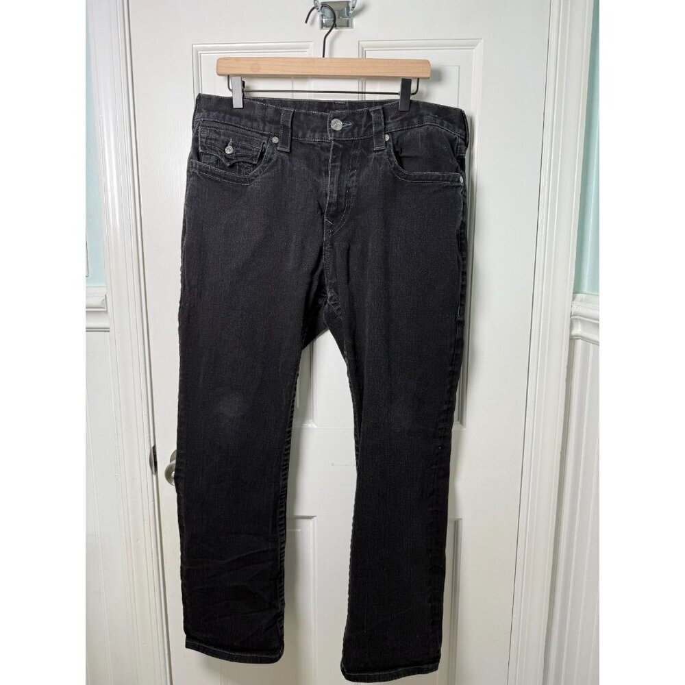 True Religion Men's Ricky Relaxed Straight Jeans Black Demin Size 36W x 29.5L